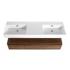 Modern Wall Mounted Bathroom Vanity With Dual Resin Sink And Soft Close Drawers - Brown Ebony - Image 18