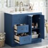 Bathroom Vanity With Ceramic Sink, Bathroom Storage Cabinet With 2 Drawers & Shelf, Freestanding Bathroom Cabinet - Blue - Image 20