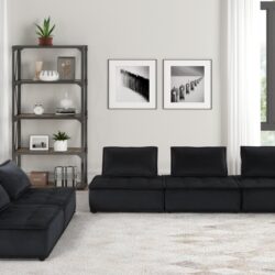 Anna - Velvet 5 Piece Sofa And Loveseat (Set of 2) - Black