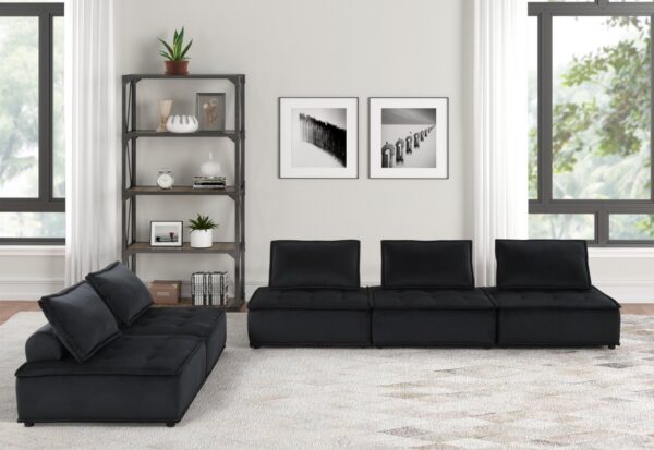 Anna - Velvet 5 Piece Sofa And Loveseat (Set of 2) - Black