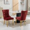 Nikki - Modern, High-End Tufted Solid Wood Contemporary Velvet Upholstered Dining Chair With Golden Stainless Steel Plating Legs, Nailhead Trim (Set of 2) - Burgundy - Image 13