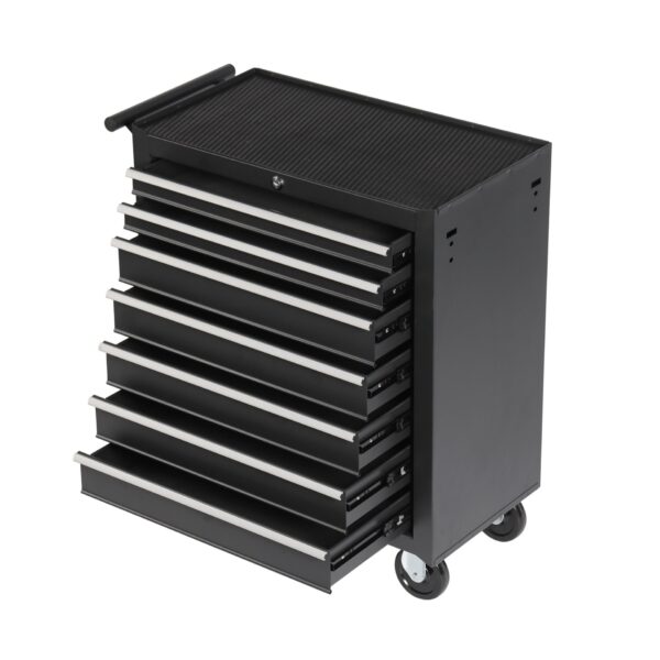 7 Drawer Rolling Tool Chest With Wheels, Multifunctional Tool Box And Storage Cabinet For Garage, Workshop, Or Repair Shop - Black