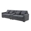 Upholstered Sofa With Console, 2 Cupholders And 2 USB Ports Wired Or Wirelessly Charged, Modern Linen Fabric Couches With 4 Pillows (4 Seat) - Dark Gray - Image 27