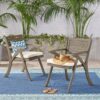 Helen - Outdoor Acacia Wood Dining Chair (Set of 2) - Gray / Creme - Image 2