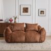 Giant Bean Bag Couch, Ultra Soft Fluffy Loveseat For Living Room Reading Chair With Pillows - Brown - Image 10