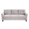 Modern Living Room Sofa Set Linen Upholstered Couch Furniture For Office Or Home - Light Gray - Image 18