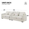 Upholstered Sofa With Console, 2 Cupholders And 2 USB Ports Wired Or Wirelessly Charged, Modern Linen Fabric Couches With 4 Pillows (4 Seat) - Beige - Image 25