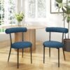 Dining Chair (Set of 2), Modern Dining Room Chairs - Black / Navy Blue - Image 2
