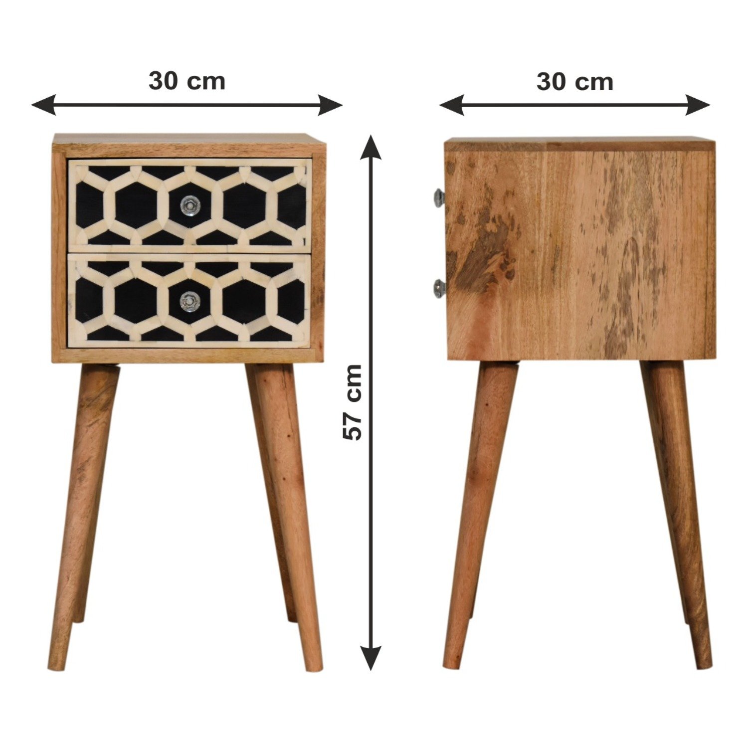 Inlay - Bone 2 Drawer Bedside Table - Light Brown - Image 10