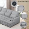 Oversized U - Shaped Sofa Versatile Sectional Sofa Pull Out Sofa Bed With Double Storage Chaise Lounges And 2 USB Ports For Living Room - Gray - Image 7