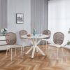 5 Pieces Dining Set, Table Metal Leg Mid-Century Dining Table For 4 - 6 People With MDF Table Top, Pedestal Dining Table, Table Leisure Coffee Table - White - Image 5