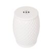 Glazed Ceramic Drum Stool Indoor / Outdoor Side Table Ceramic - White - Image 8