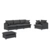 3 Piece Living Room Set Modular L Shaped Sectional Couch Upholstered, 3 Seater Sofa & Armchair & Movable Ottoman 5 Seat - Gray - Image 15