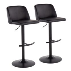 Toriano - Contemporary Adjustable Bar Stool With Rounded T Footrest (Set of 2) - Black