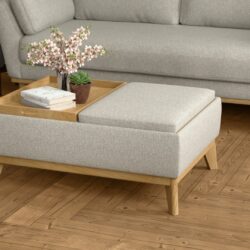 Revel - Reversible Tray Ottoman - Tan