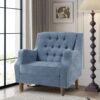 Accent Chair, Living Room Chair, Footrest Chair Set With Vintage Brass Studs, Button Tufted Upholstered Armchair For Living Room, Comfy Reading Chair For Bedroom, Reception Room - Blue - Image 27