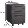 3 Drawer Mobile File Cabinet Under Desk Office, Simple Style Versatile Storage Cabinet, 5 Wheel Design Anti-Tilting Cold Rolled Steel Waterproof Moisture-Proof - Black - Image 19