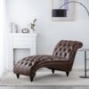Tufted Armless Chaise Lounge - Dark Brown - Image 2
