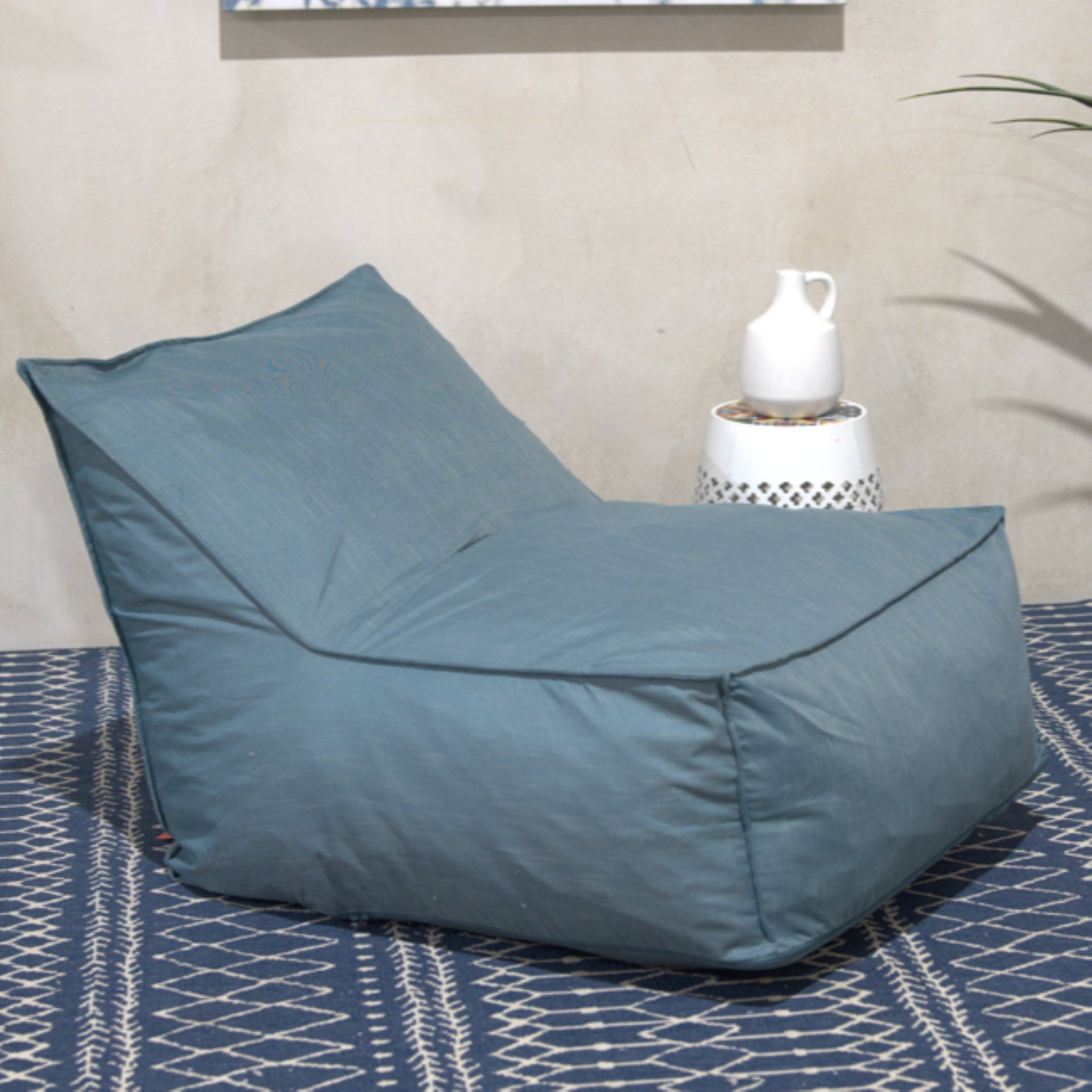 Ettie - Modern 3 Ft. Water Resistant Fabric Bean Bag Chair - Teal - Image 3