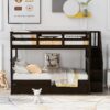 Full Over Full Stairway Bunk Bed With Twin Size Trundle, Storage And Guard Rail For Bedroom - Espresso - Image 10