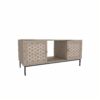 Elegant Veener Weaving Design Coffee Table With 4 Sliding Doors - Natural Wood - Image 15