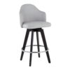 Ahoy - Contemporary Fixed Height Counter Stool Round Chrome Footrest (Set of 2) - Light Gray / Black - Image 2