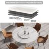 59.05" Modern Artificial Stone Round Golden Metal Dining Table, Can Accommodate 6 People Artificial Stone Turntable - White / Gold - Image 8