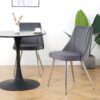 Modern Velvet Dining Chairs, Upholstered Accent Chairs With Chrome Legs For Home And Kitchen - Gray - Image 7