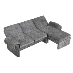 Convertible Futon Sofa Bed Futon Sofa Couch With An Adjustable Backrest, A Reversible Chaise Lounge And 2 Removable Armrest Pillows For Living Room - Gray