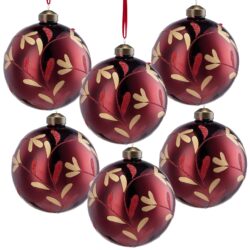 Christmas Ball Ornaments, Decorative Hanging Ball Christmas Tree Ornaments, For Holiday Party Decorations (Set of 6) - Red