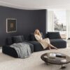Oversized Modular Sectional Sofa Set With Removable Backrests And Soft Pillows, Deep Seat Couch & Sofa Bed For Living Room - Dark Gray - Image 2
