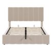 Full Size Upholstered Platform Bed With A Hydraulic Storage System - Beige - Image 3