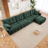 Modular 4 Seater Sofa With Ottoman, Configurable Frame In Premium, High Resilience Cushions - Green - Image 12