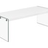 Coffee Table Rectangular, Clear Tempered Glass, Contemporary, Modern - Glossy White - Image 6
