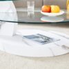Modern Marble Pattern Coffee Table Versatile Design, Tempered Glass, Oval Countertop - Transparent / White - Image 8