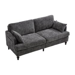 Modern Style Chenille 2 Seater Sofa With LED Light, USB Port, And Storage Bag - Gray