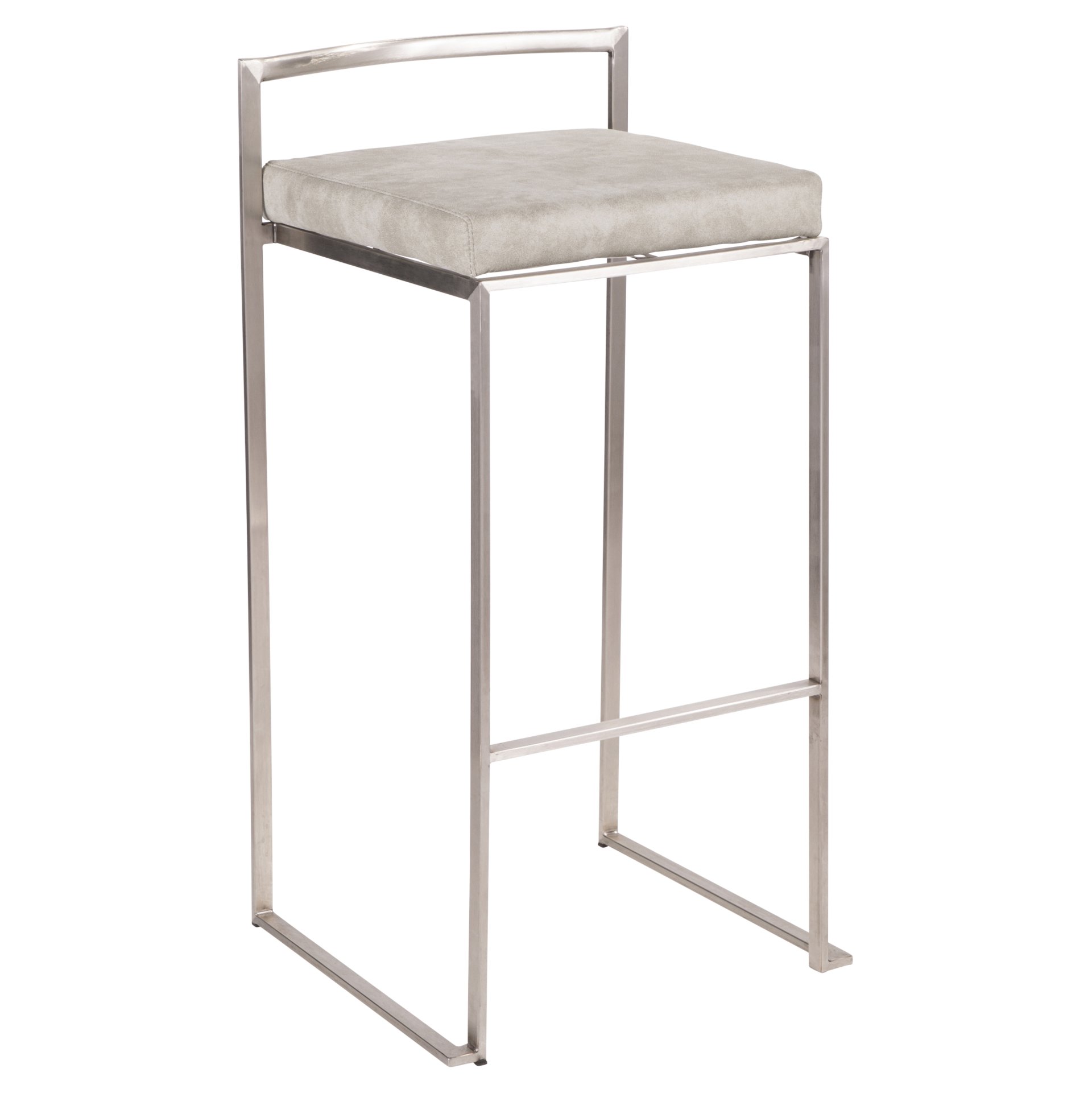 Fuji - Contemporary Stackable Barstool (Set of 2) - Light Gray - Image 2