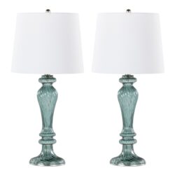 Windsor - Contemporary Table Lamp (Set of 2) - Clear Turquoise / Off White