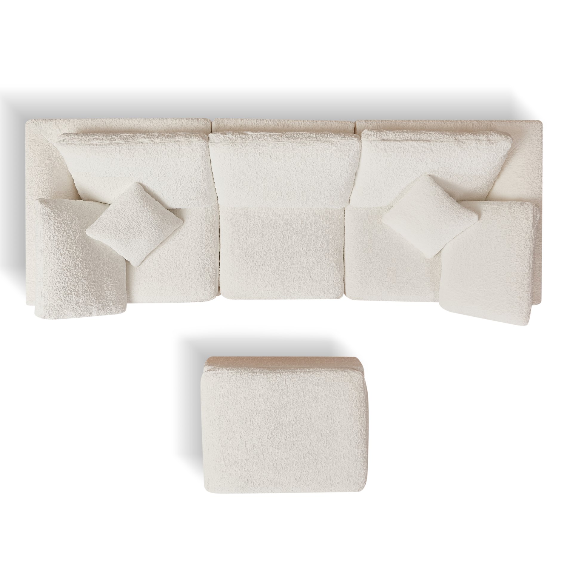Cloud L Shape Modular Sectional Sofa With Ottoman, 3 Seater Convertible Couch - White - Image 16