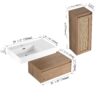 Modern Imitative 30 Inch Wall Mounted Bathroom Vanity With Resin Sink And Side Cabinet - Imitative Oak - Image 3