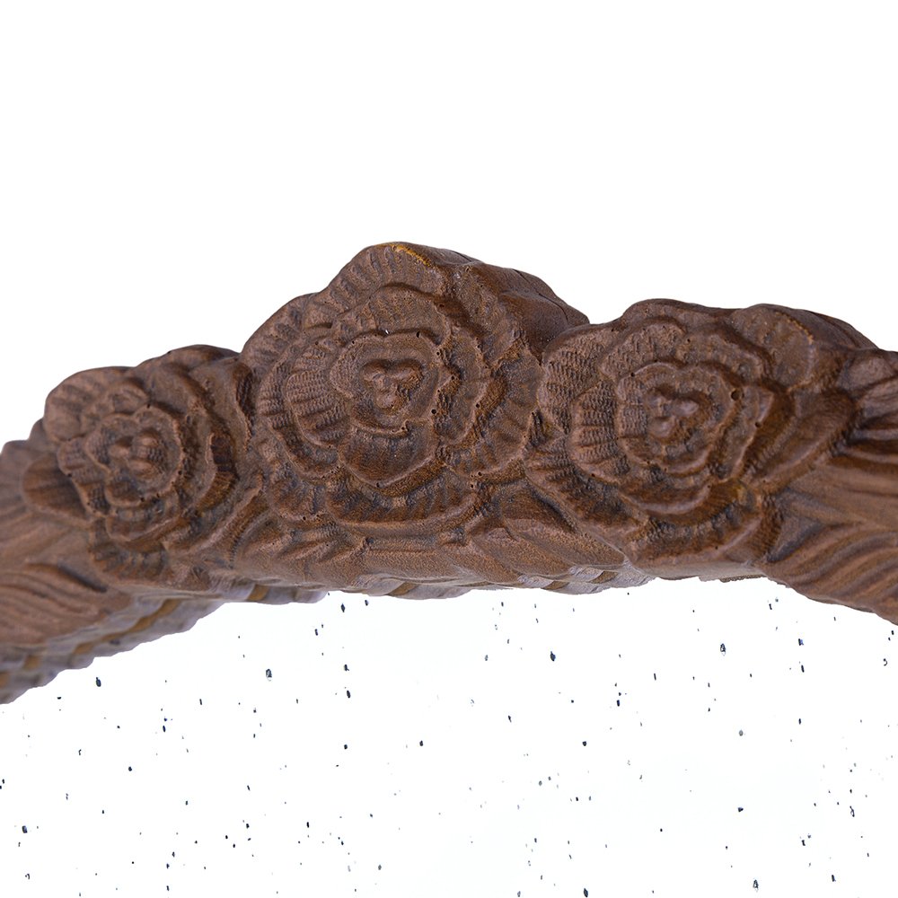 Hand Carved Rose Antique Mirror Frame, Large Arch Mirror Wall Decor For Living Room, Bathroom, Entryway - Brown - Image 9