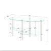 Transparent Oval Glass Coffee Table, Modern Table With Stainless Steel Leg, Tea Table 3-Layer Glass Table For Living Room - Transparent / White - Image 3