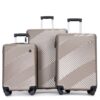 3 Piece Luggage Sets Lightweight Suitcase With Two Hooks, Spinner Wheels, (20/24/28) - Gold - Image 9
