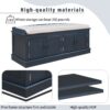 Storage Bench With 4 Doors And Adjustable Shelves, Shoe Bench With Removable Cushion For Living Room, Entryway - Antique Navy - Image 7