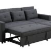 Zoey - Linen Convertible Sleeper Sofa With Side Pocket - Dark Gray - Image 4