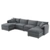 Modular Sectional With Deep And Wide Seat, U Shaped Cloud Couch Set With Double Cushions 6 Seat Sofa With Movable Ottomans Oversized - Dark Gray - Image 4