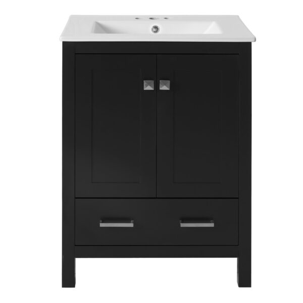 24" Bathroom Vanity With Integrated Undermount Sink, 2 Doors And 1 Drawer, Soft Close Hinges - Black