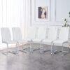 Modern Dining Chairs With Padded Seat Upholstered Chair With Metal Legs Design (Set of 6) - White - Image 6
