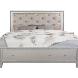 Sliverfluff - Eastern King Bed With LED & Storage - Champagne