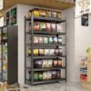 Garage Storage Rack, 6 Story Shelves, Adjustable Partition Storage Unit, Supermarket, Home, Basement Storage Rack - Black - Image 2